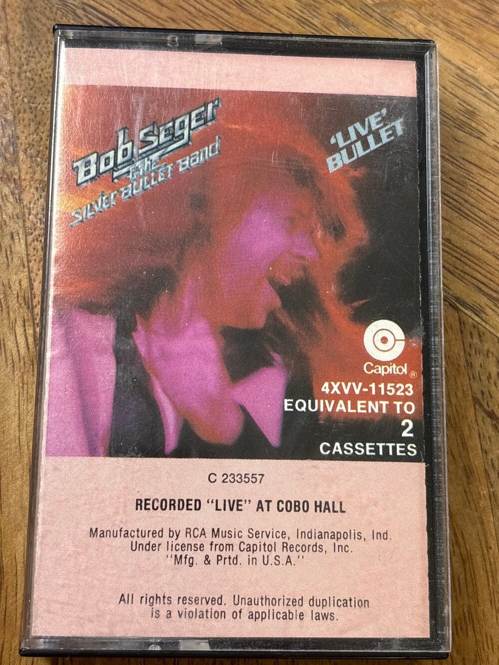 Bob Seger & The Silver Bullet Band Live Bullet CASSETTE Tape 1976 Capitol